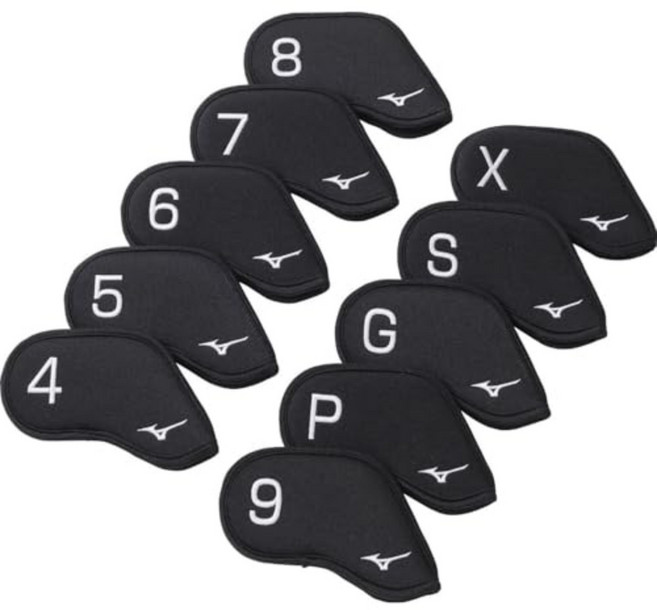 미즈노 골프 아이언 커버 10개 세트 (블랙 / 블루), 1. 블랙