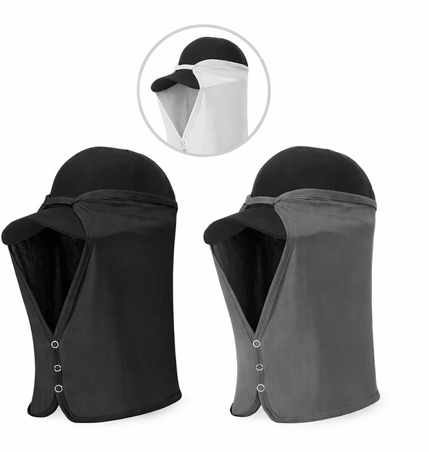 1+1+1 테일스타 모자 햇빛가리개 자외선차단 탈부착형, 블랙+그레이