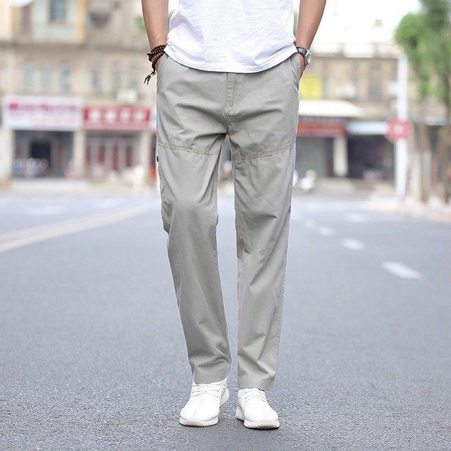 阿堯的店 寬鬆美式工裝褲 直筒長褲 多口袋薄款工作褲