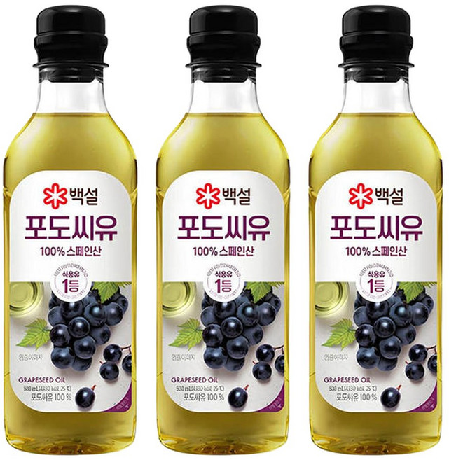 백설 포도씨유 500ml X 3개입, 3개