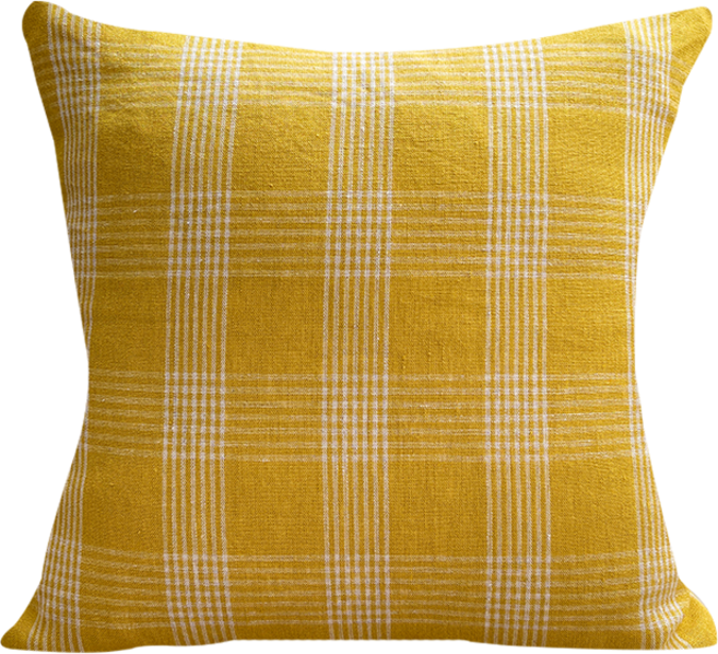 더스케치 빈티지 워싱 퓨어 린넨 쿠션 방석, 옐로우