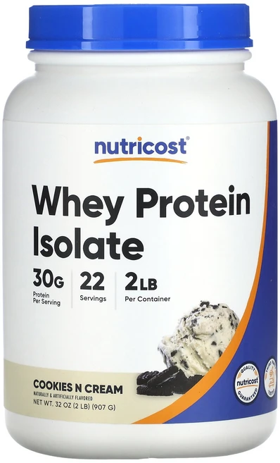 Nutricost 분리유청단백질 쿠키 앤 크림 907g(2lb) Nutricost (뉴트리코스트), 미국내수용 분리유청단백질 쿠키 앤 크림 907g 뉴트리, 1개, 907g - 쿠팡