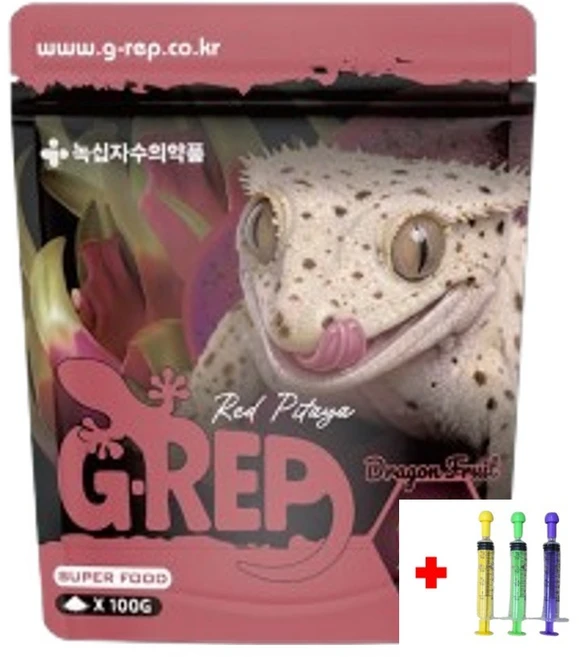 지렙 용과 후르츠 슈퍼푸드 주사기포함 G-rep 게코 크레 비어디 파충류 사료 밥 먹이, 1개, 100g - 쿠팡