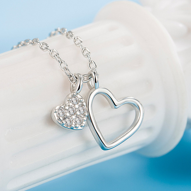 데일리 더블 하트 목걸이