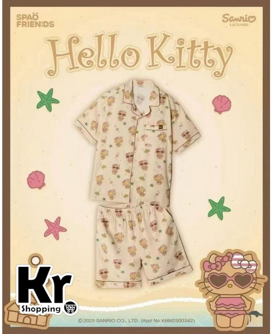 SPAO Hello Kitty聯名海灘主題短袖睡衣套裝