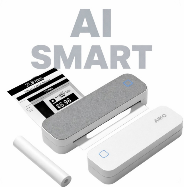 200/300DPI 페리페이지 AiKo D80 휴대용프린터 A4 블루투스 무선 라벨프린터 미니 포토프린터, 200DPI D80/AiKo화이트+1롤[내장]
