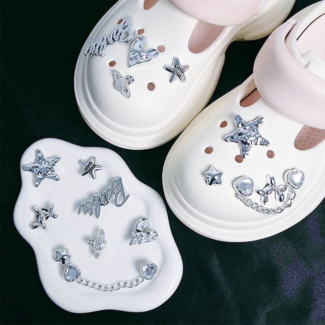 小清新高級感洞洞鞋配飾鞋花紫黃桃花開系列可拆卸DIY裝飾釦鞋釦