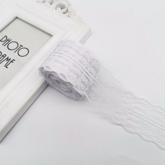 레이스천 밑단 원단 부자재 리본끈 4.5cm 10M, 1개, 24#화이트