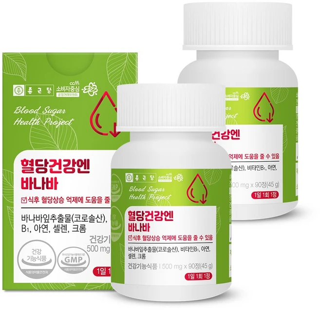 종근당 혈당건강엔 바나바, 90정, 2개 - 쿠팡