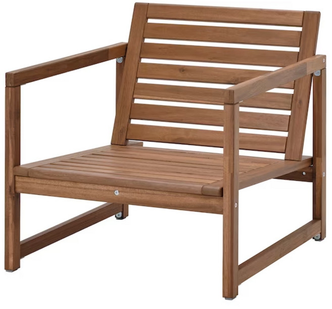 이케아 NAMMARO 넴마뢰 야외용 안락의자 암체어 정원의자 소파 썬베드 팔걸이 등받이 릴렉스체어, 라이트스테인 브라운_205.103.45, 1개