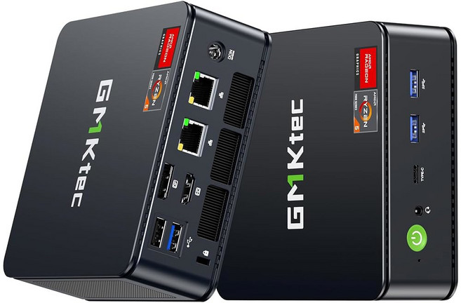 GMKtec 미니 PC 게이밍 M7 울트라 라이젠 7 프로 6850U 16GB DDR5 RAM + 512GB 하드 드라이브 PCle SSD Oculink 듀얼 NIC LAN