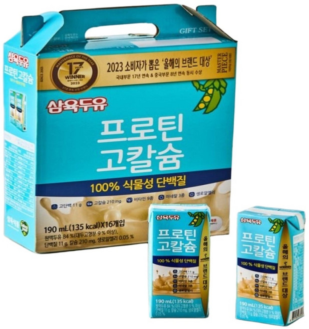 삼육두유 프로틴 고칼슘 100%식물성 단백질, 64개, 190ml