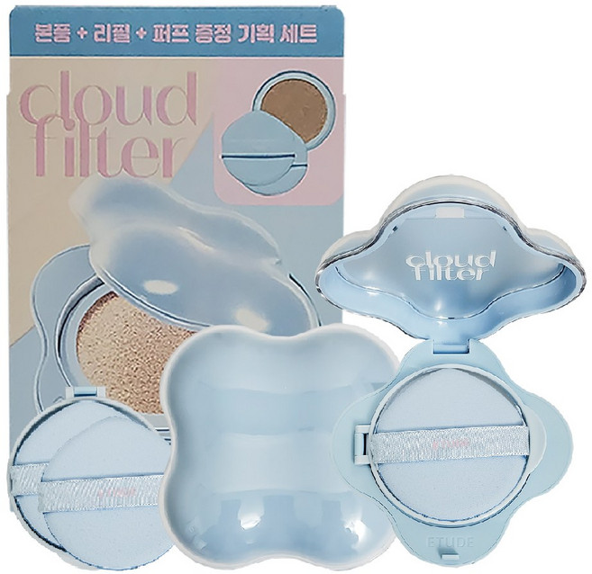 에뛰드 클라우드 필터 쿠션 SPF42 / PA+++ 본품+리필+퍼프 증정 기획세트, 1개, 포슬린