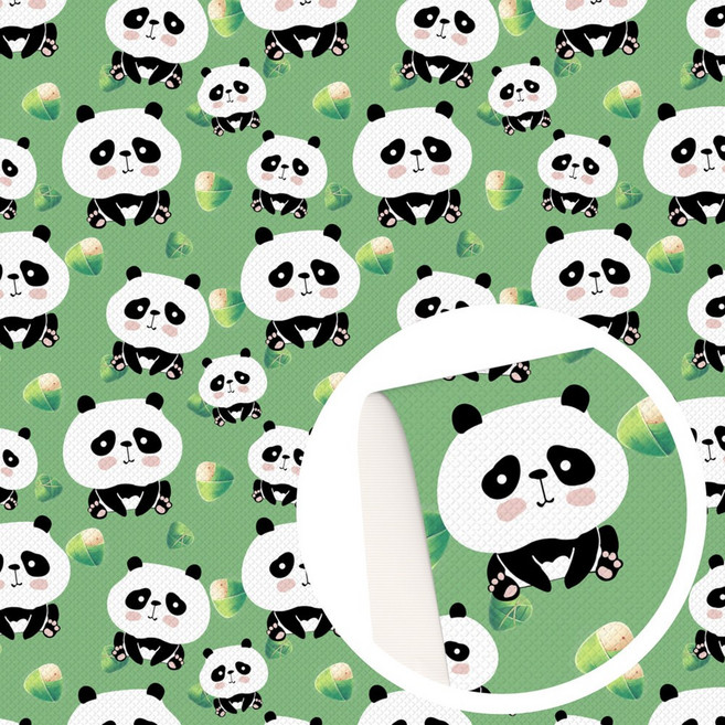 동물 팬더 기린 나태 인쇄 인조 가죽 시트 합성 원단 롤 DIY 귀걸이 머리 활 공예 프로젝트, 30x140cm, 1223517, 1개