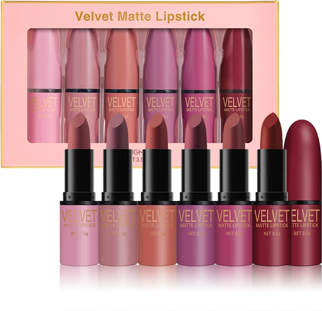 립스틱세트 매트한 마감감의 랑만니 매트 립스틱 세트 워터프루프 컵에 잘 붙지 않는 6색 선물박스, 01 18644, [02] 18644 - 쿠팡