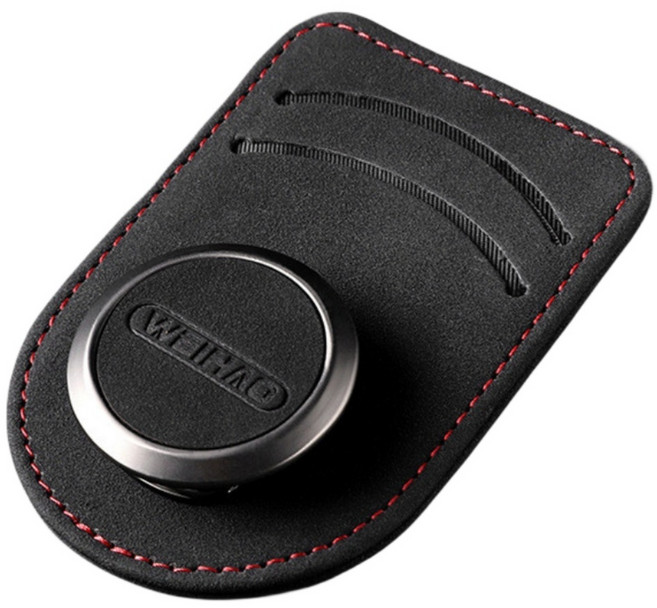 MJ21 차량용 선글라스 가죽 클립 카드수납 2in1 안경걸이, 블랙, 1개