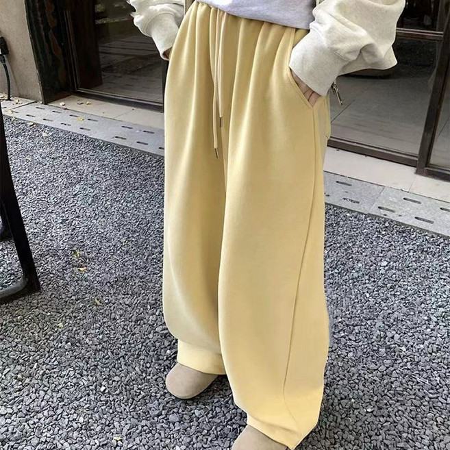 여성 트레이닝 바지 가을 겨울 빅사이즈 루즈핏 도톰 와이드 조거바지 캐주얼 코디 하이웨스트 팬츠 WMY
