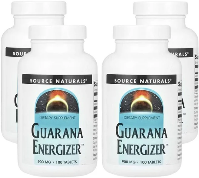 소스네츄럴스 과라나 에너자이저 900mg, 4개, 100정 - 쿠팡