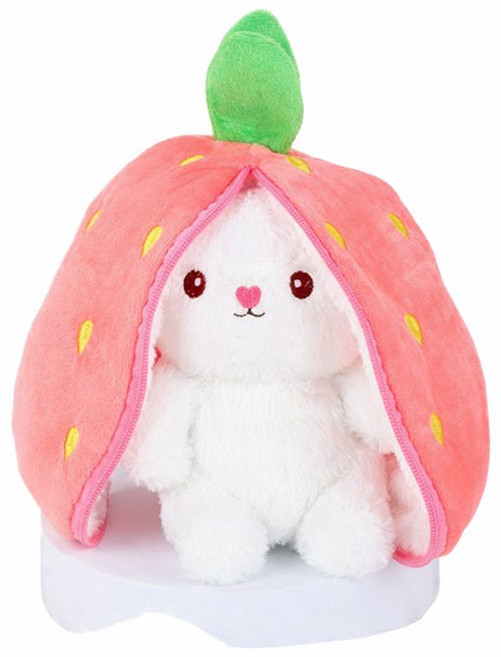 에이샤레 딸기 토끼 아기 변신 애착 인형, 1개, 핑크, 20cm