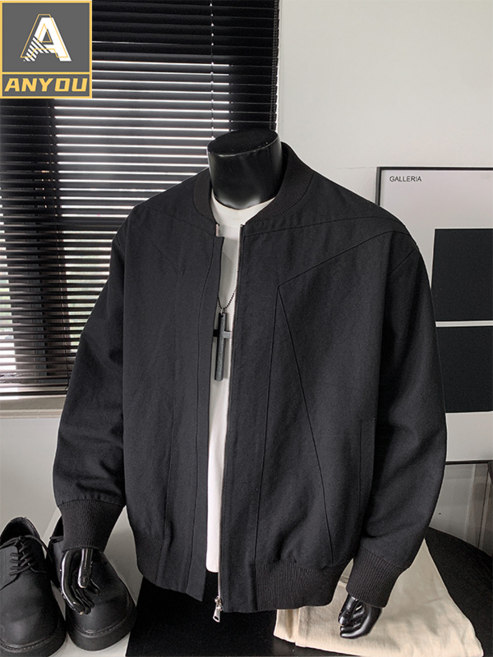 ANYOU 베이직 남성 바람막이 재킷 야구 스타일 캐주얼 자켓 아우터