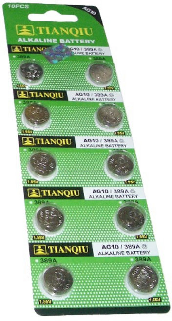 TIANQIU 環保鈕扣電池10入 水銀電池 LR1130 AG10 389 189, 2個, 10個裝