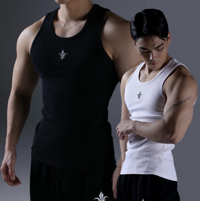 카미드 남자 머슬핏 골지 나시 레이어드 이너 슬리브리스