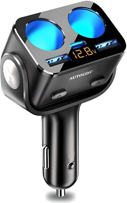 오토코스 차량용 멀티 파워 고속 충전기 Y34TC, 1개, 2구