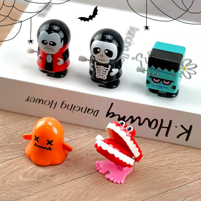이지유 할로윈 태엽 장난감 세트 가챠 피규어 인형 통통이 유령 호박 해골 파티 소품 선물, 5종, B세트