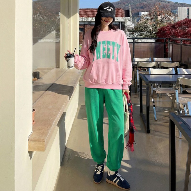 SET트윗 배색레터 조거 트레이닝세트