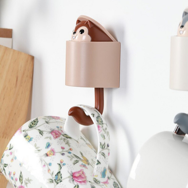 벽부착 후크 걸이 (피넛) 다람쥐 소품 인테리어 PN1010, 3.(피넛) 걸이용품 (그레이), 1개