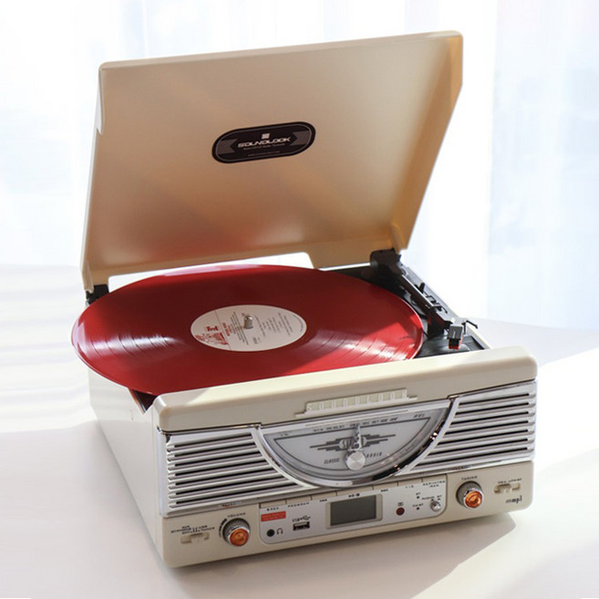 사운드룩 레트로 블루투스 턴테이블, SLT-7080BT(아이보리)