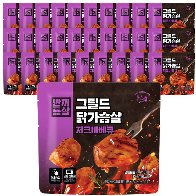 한끼통살 그릴드 닭가슴살 저크바베큐맛 30개입, 100g, 30개