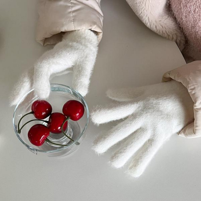 아트박스/미니멜로즈 스노우 앙고라 손가락 장갑 페이크 토끼털 데일리 남녀공용 겨울