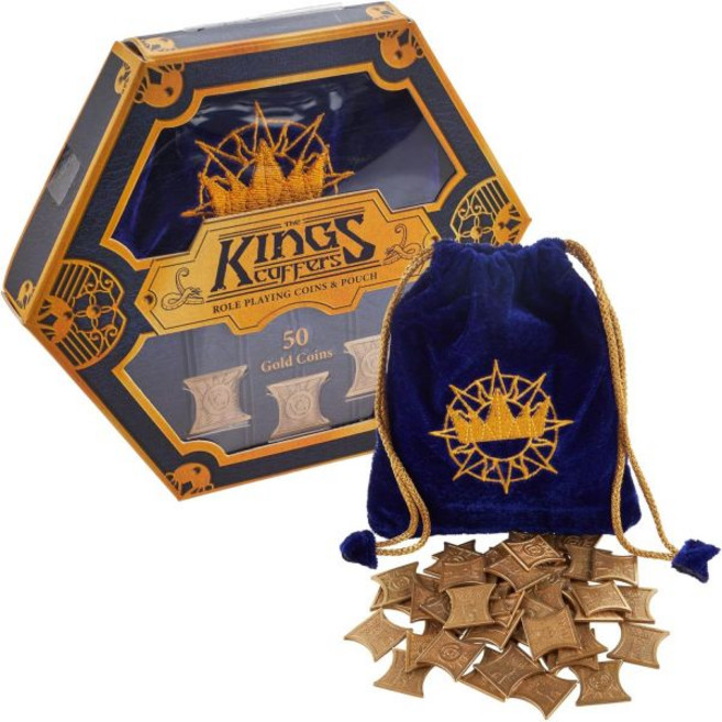 보드게임 두뇌 커플 킹스 코퍼스 50 골드 판타지 코인 벨벳 파우치 포함 리얼 메탈 테이블탑 RPG 화 보드 게임 액세서리 5E와 호환, Gold
