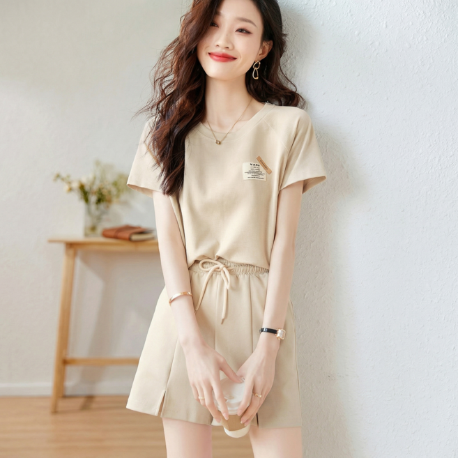 ANYOU 여자 여름 트레이닝 세트 루즈핏 반팔 반바지 츄리닝세트 캐주얼