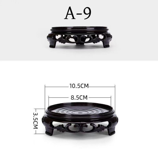 超值 花盆底座魚缸塑料盆景奇石蘭花復古圓形托盤新中式擺件長方形底盤 副廠商品, A9號圓形 內徑8.5釐米