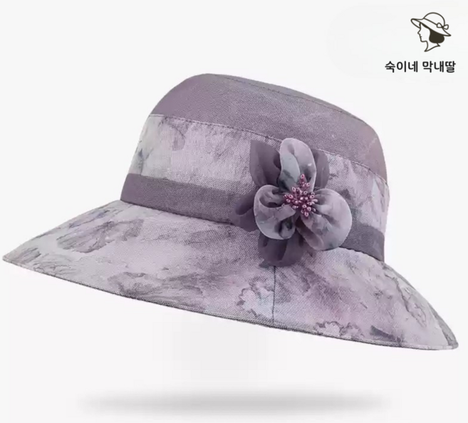 숙이네막내딸 중년여성모자 플라워 코사지 모자 엄마 할머니 선물
