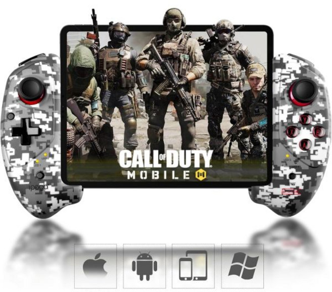 iPad 및 태블릿용 조소 게임 컨트롤러 Pro와 호환되는 블루투스 모바일 컨트롤러(11인치)/에어/미니 아이폰 안드로이드 클라우드 - COD 등을 위한 인체공학적 설계, Camouflage