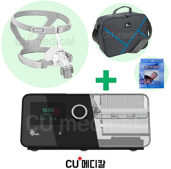 [마스크증정] BMC 양압기 G3 / 마스크 3종 중 택1 + 전용가방 + 턱테이프 포함 / 2년보증 수면무호흡증 코골이방지, 유웰 YP-01 필로우마스크 (S+M+L), 1세트
