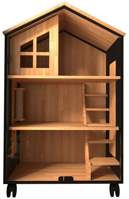 목재 고양이 케이지 고양이집 홈 실내 화장실 파노라마 캐비닛 유리 하우스 기둥, L-LARGE, 가벼운 고급 중간 크기, 1개