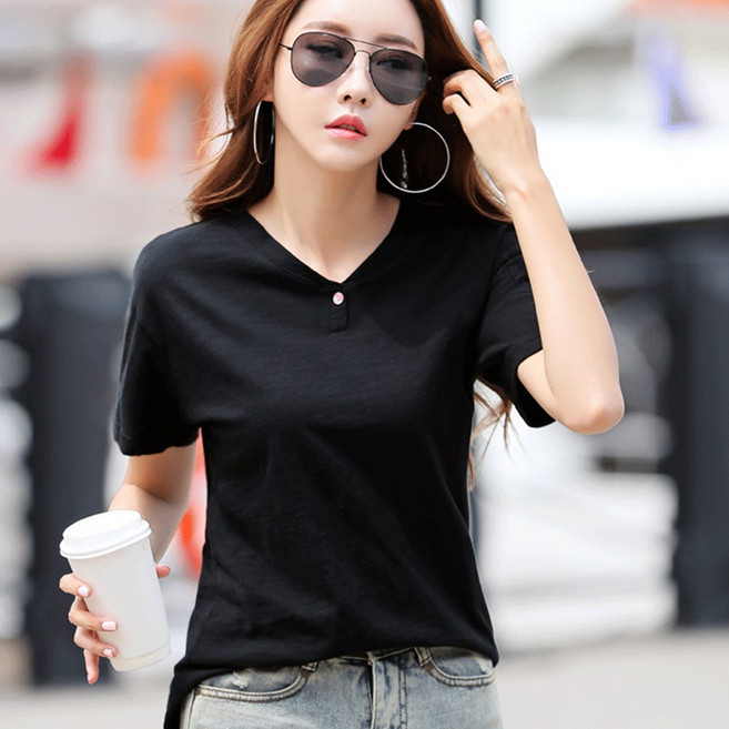 밍키비 100152C 여성 여름 반팔 면 기본 티셔츠