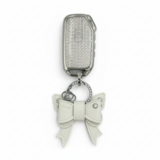 어니트 기아 호환 크리스탈 차키케이스 자동차 키링 키홀더, K-06(5버튼), 화이트