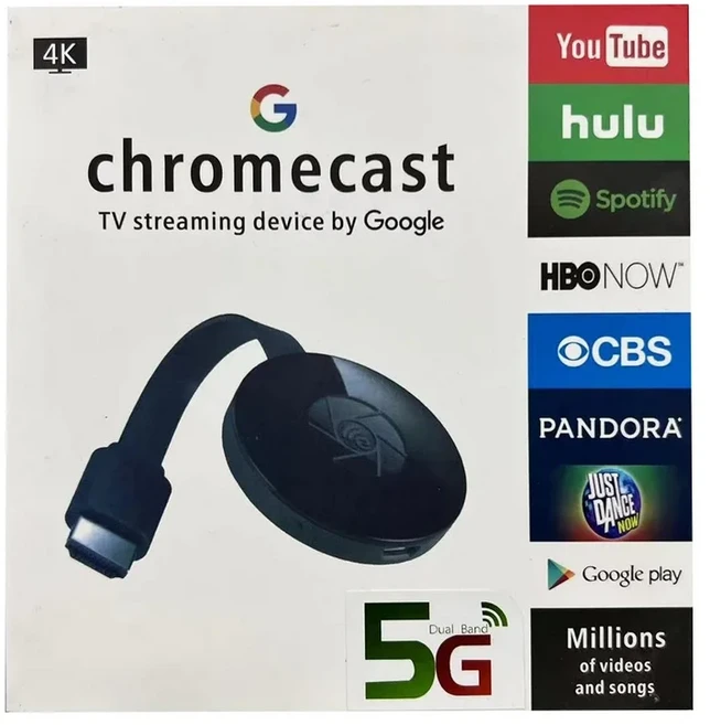 구글 크롬캐스트 WiFi HDMI 1080P/4K 미디어 스트리머 TV 스틱 iOS 안드로이드 홈 엔터테인먼트용, 02 5G 4K