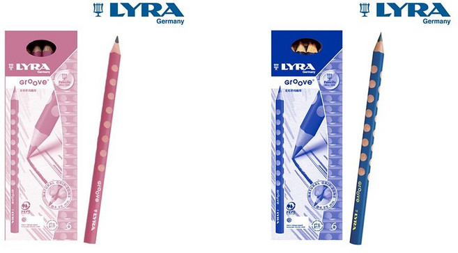 LYRA Groove 三角洞洞鉛筆 6入 德國製, 皇室藍3+櫻花粉3, 1個