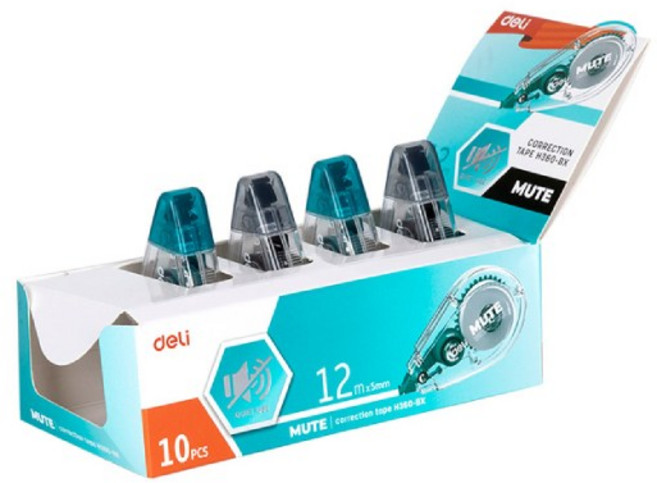 DELI EH360 저소음대용량수정테이프(5mm*12m/N3760836)4개, 1세트