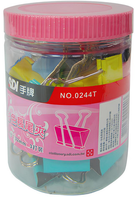 SDI 手牌 彩色尾夾 NO.0244T 32mm 3打裝, 1, 36, 0244T