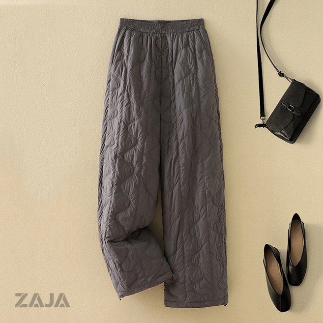 ZAJA 겨울 패딩팬츠 캐주얼 바람막이 여성 누빔 바지