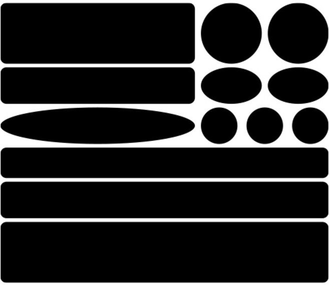 자동차 스크래치 땜빵 스티커 / 흠집 문콕 커버 / 13P 다양한 규격, 1세트, 카본블랙