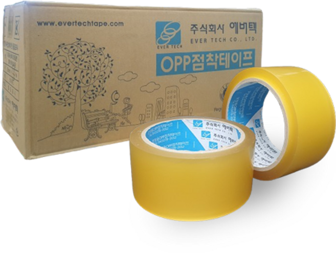 에버텍 박스테이프 냉동강력 40M 1박스(50개) 70M 1박스(40개) 투명 미색 라바타입 OPP 공업용 문구용, 1개