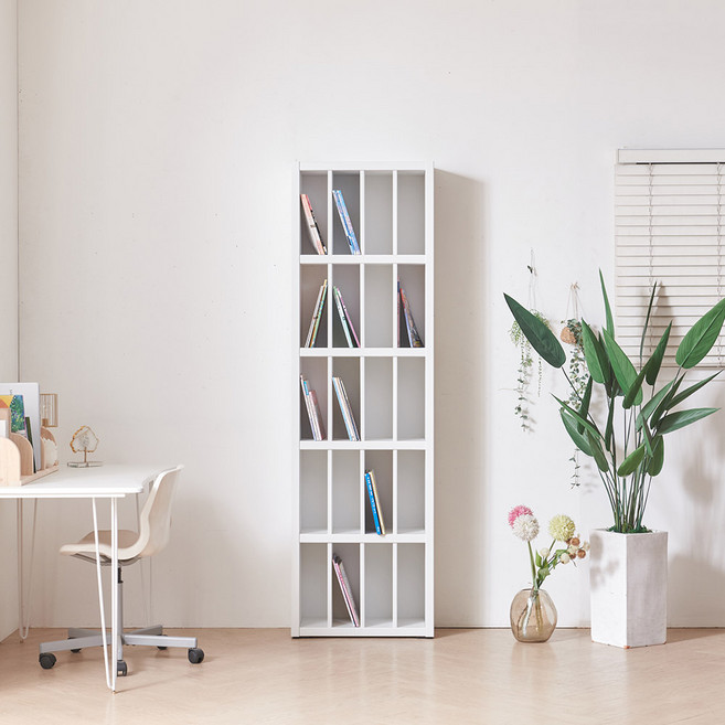 칸칸칸 높은 5단 좁은책장 600, 진그레이화이트